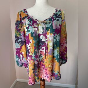 Vintage Anthropologie Leifsdottir silk blouse with tie detail sz 6